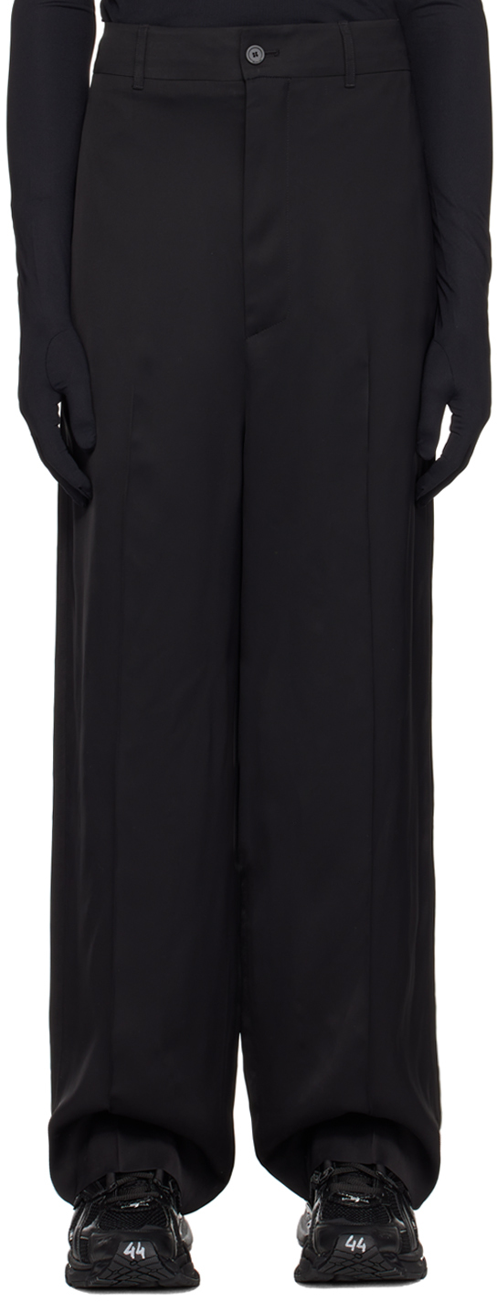 Balenciaga Black Pleated Trousers In 1000 Black