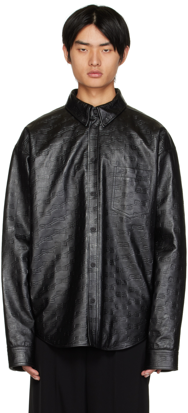 leather monogram jacket