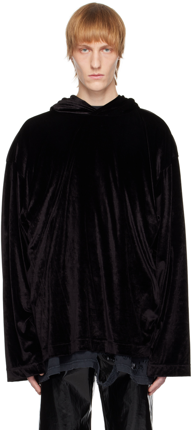 Balenciaga Black Oversized Hoodie In 1000 Black