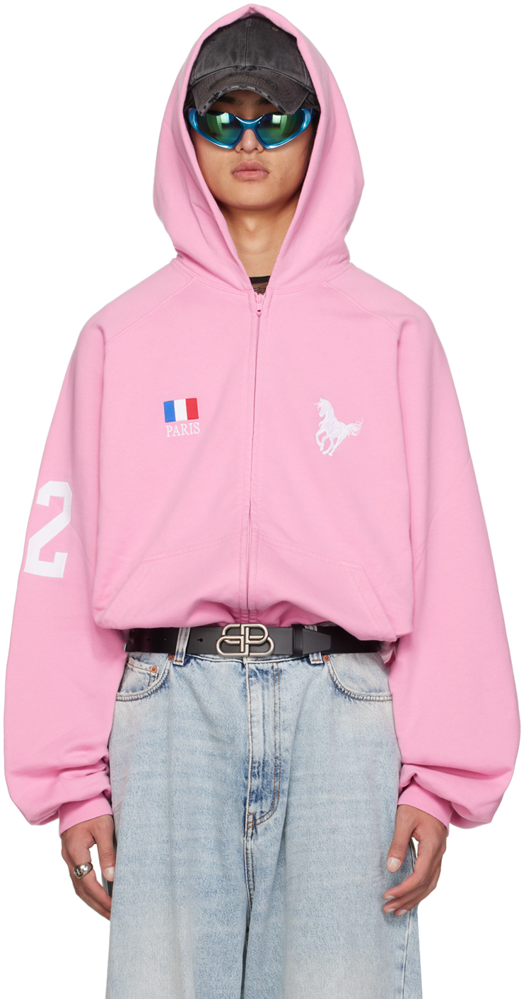 Mappe købe udarbejde Balenciaga: Pink Embroidery Zip-Up Sweater | SSENSE
