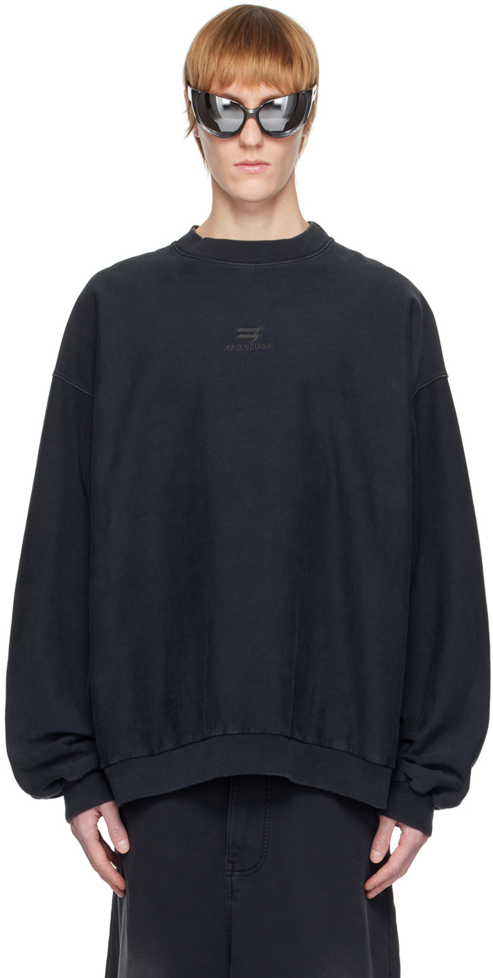 Balenciaga: Black Sporty Oversized Sweatshirt | SSENSE Canada