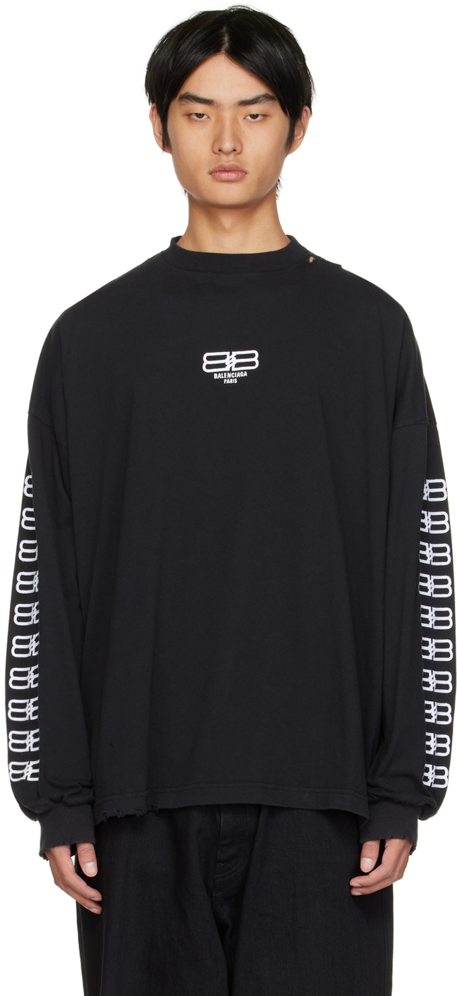 Ssense Uomo Abbigliamento Top e t-shirt Top Black BB Paris Icon Long Sleeve T-Shirt 