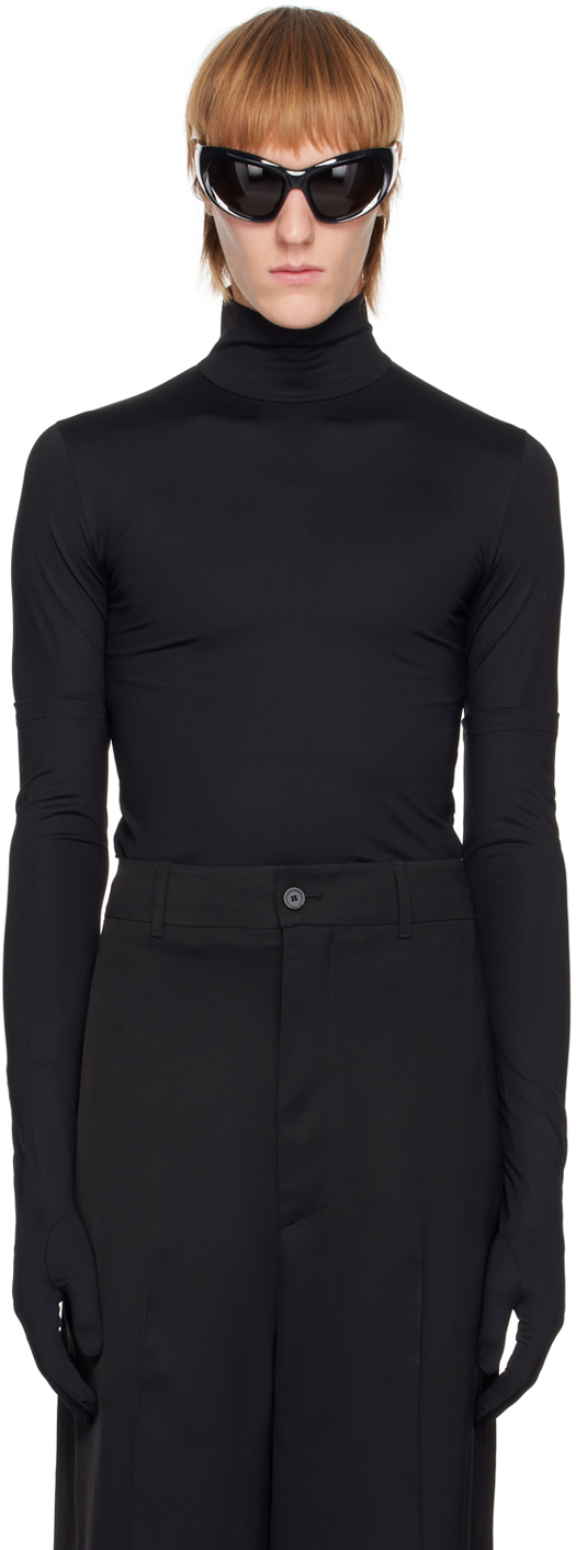 Balenciaga Black Fitted Long Sleeve T-Shirt