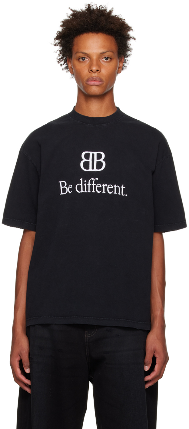 Balenciaga: ブラック Be Different Tシャツ | SSENSE 日本