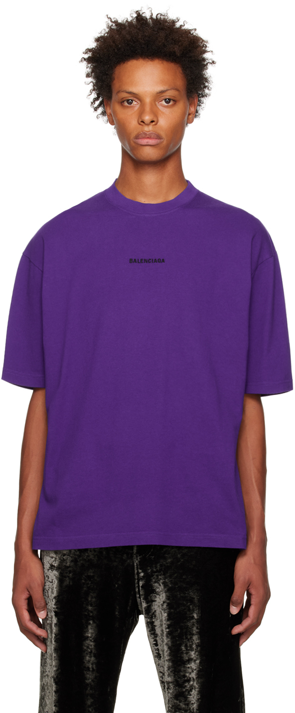 Balenciaga Purple Embroidered T-Shirt