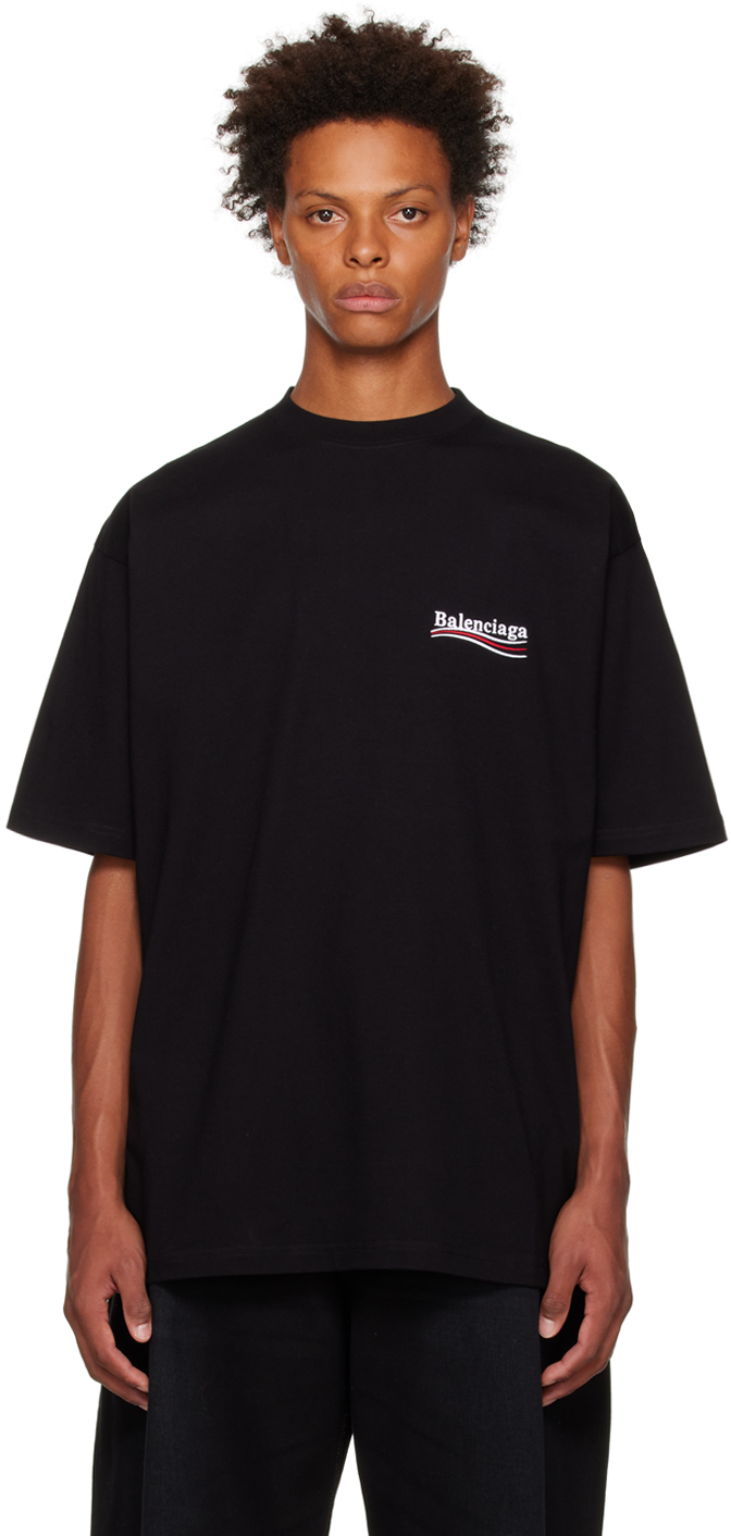 Balenciaga: ブラック Political Campaign Tシャツ | SSENSE 日本