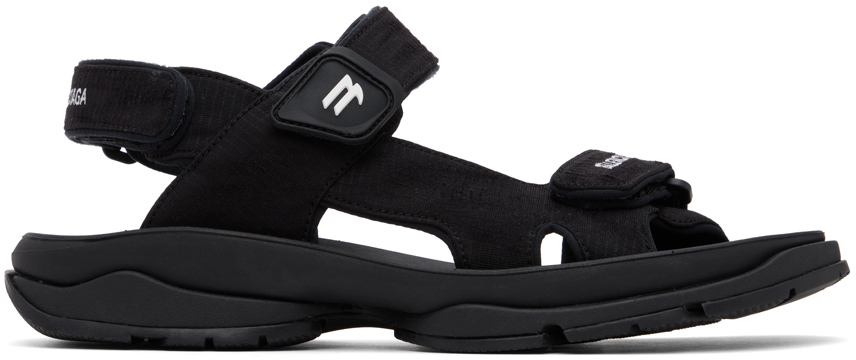 Shop Balenciaga Black Tourist Sandals In 1000 Black