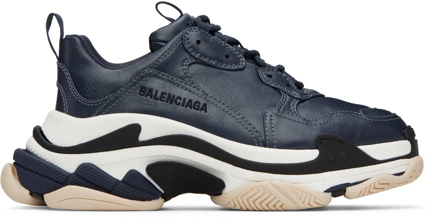 Balenciaga Navy Triple S Low Top Sneakers