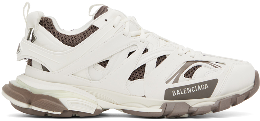 arabisk barndom Ulejlighed Balenciaga: White & Brown Track Sneakers | SSENSE