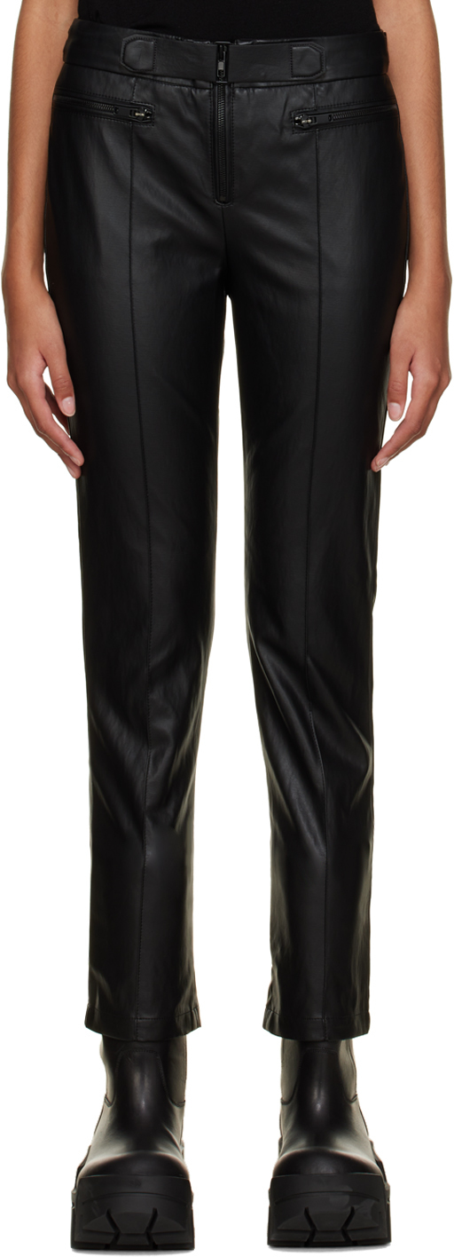 Black Pinched Seam Leather Pants