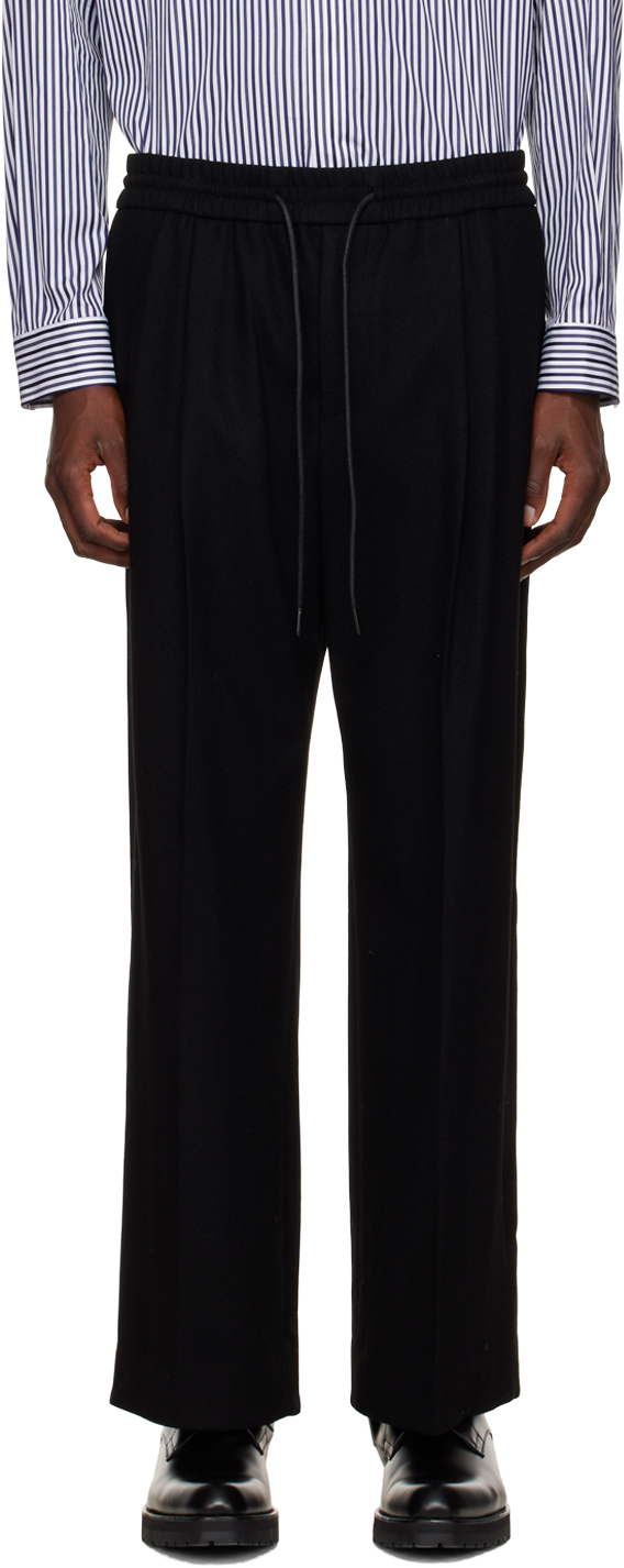 Black Side Tuck Loose Trousers by Juun.J on Sale