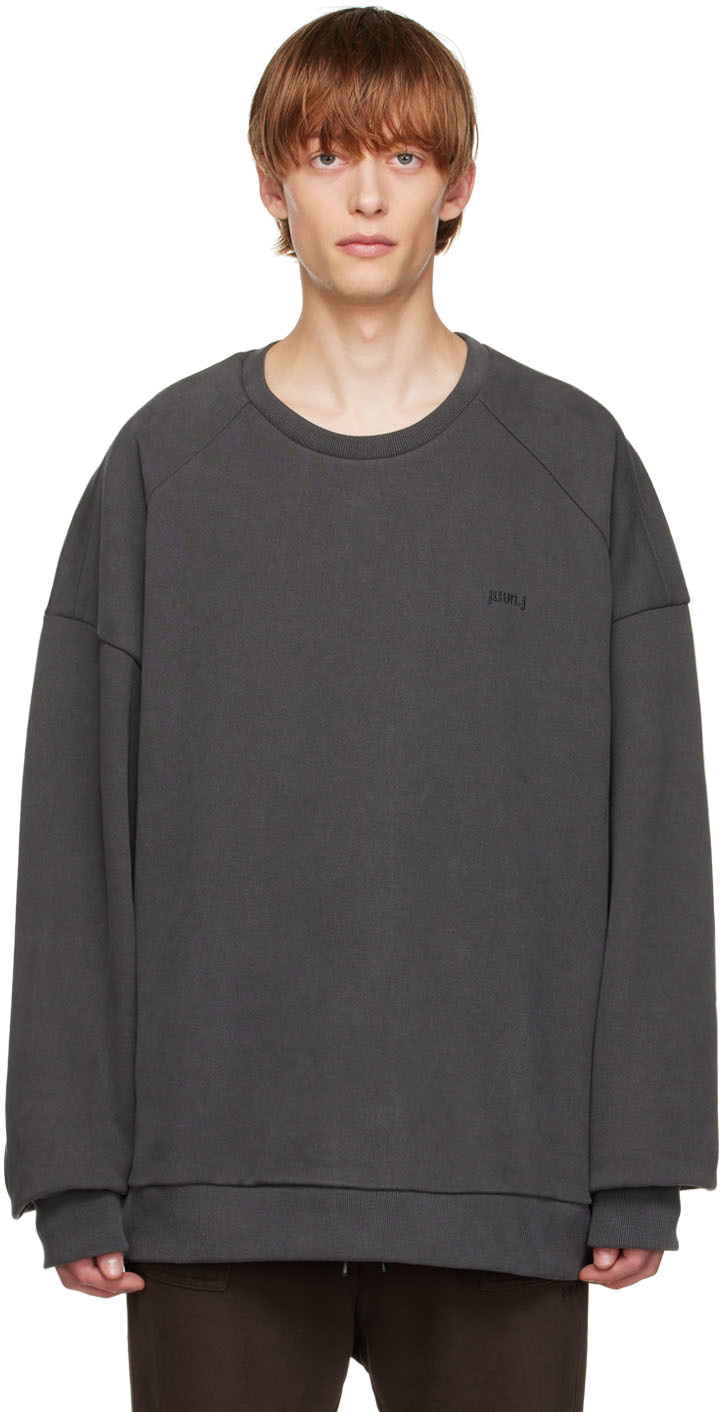 Juun.J Gray Garment-Dyed Sweatshirt