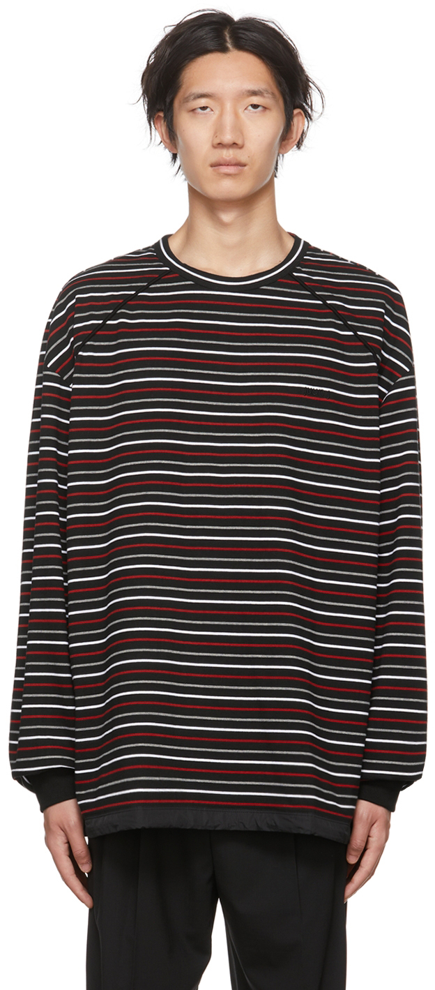 Juun.J Black Striped Long Sleeve T-Shirt