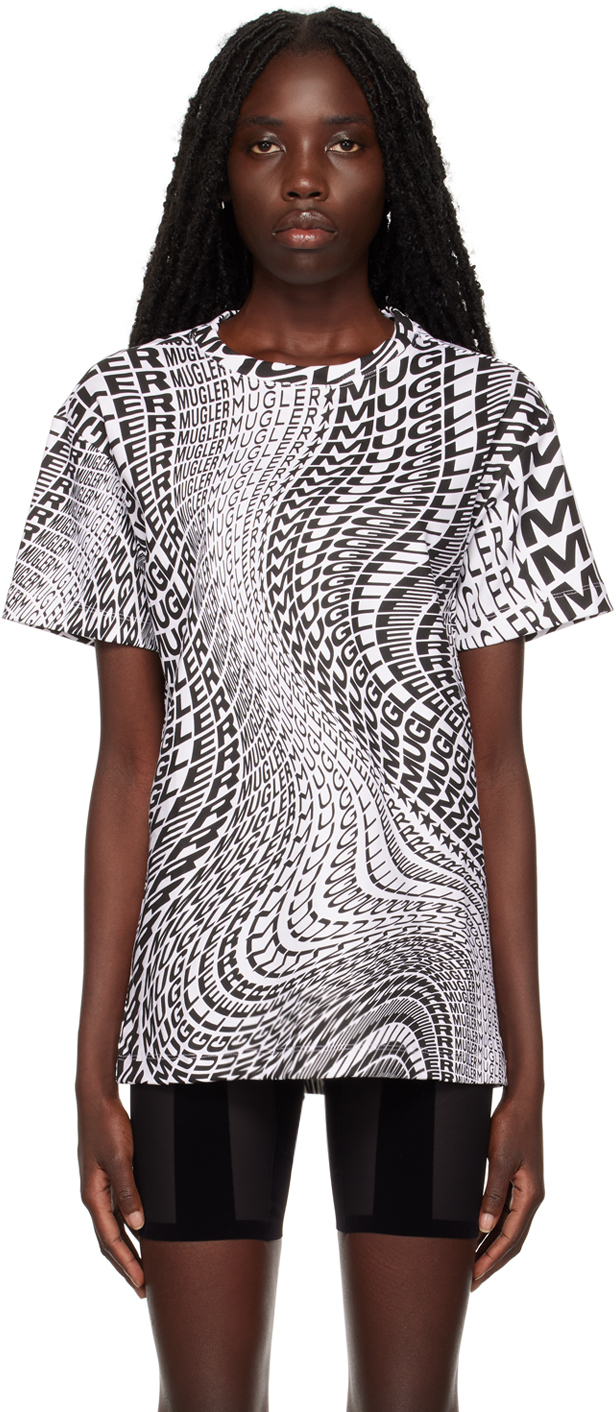 MUGLER WHITE SWIRLING STAR T-SHIRT