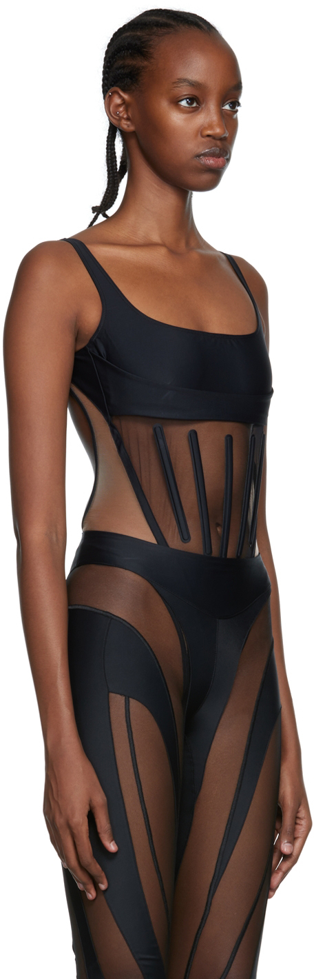 MUGLER BLACK BODICE BODYSUIT