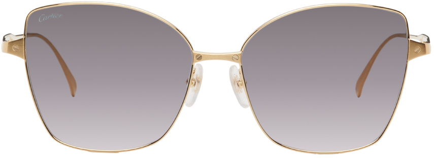 Cartier Gold Angled Cat-Eye Sunglasses