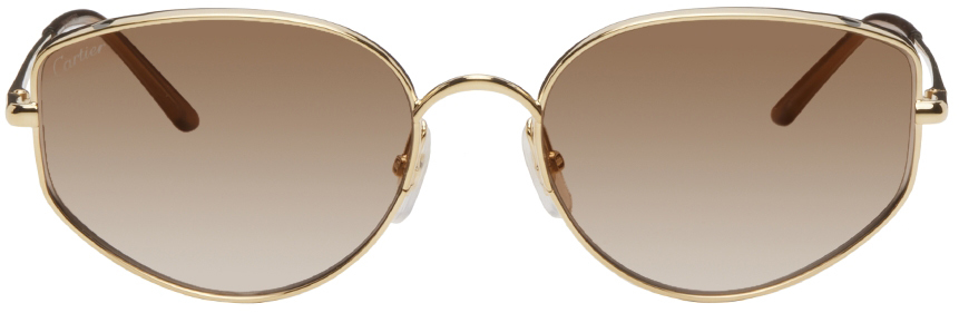 SSENSE Men Accessories Sunglasses Cat Eye Sunglasses Gold Panthère de  Cat-Eye Sunglasses 