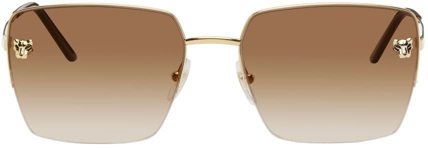 Cartier Brown 'Panthère De Cartier' Sunglasses