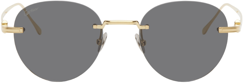 Cartier: Gold 'Pasha de Cartier' Rimless Sunglasses | SSENSE