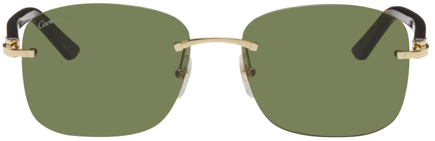 Cartier Tortoiseshell 'C de Cartier' Rimless Sunglasses