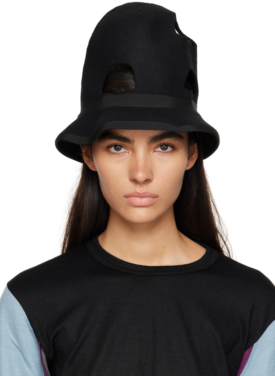 COMME DES GARÇONS HOMME DEUX BLACK CUTOUT FEDORA