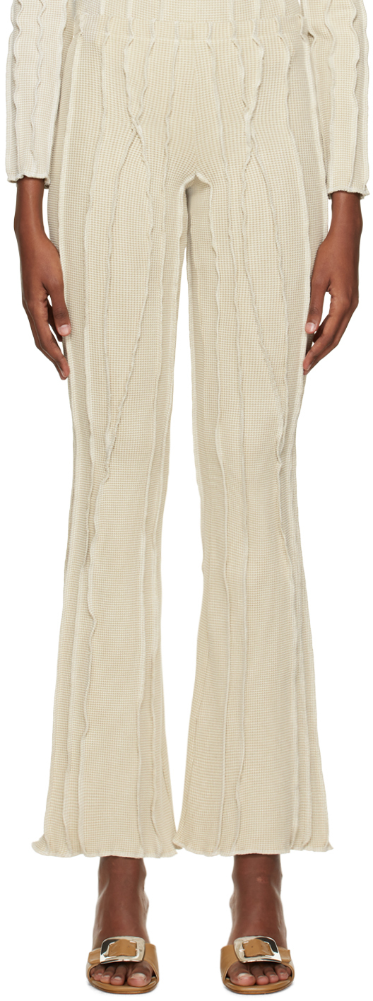 Helenamanzano Beige 3D Stripe Trousers