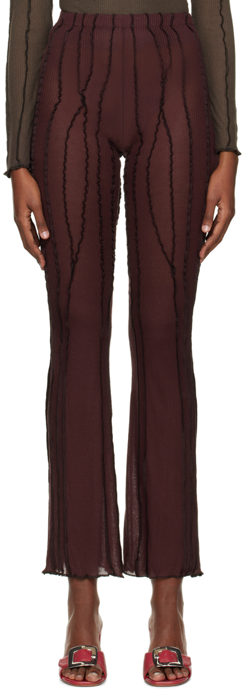 Helenamanzano Burgundy 3D Stripe Trousers