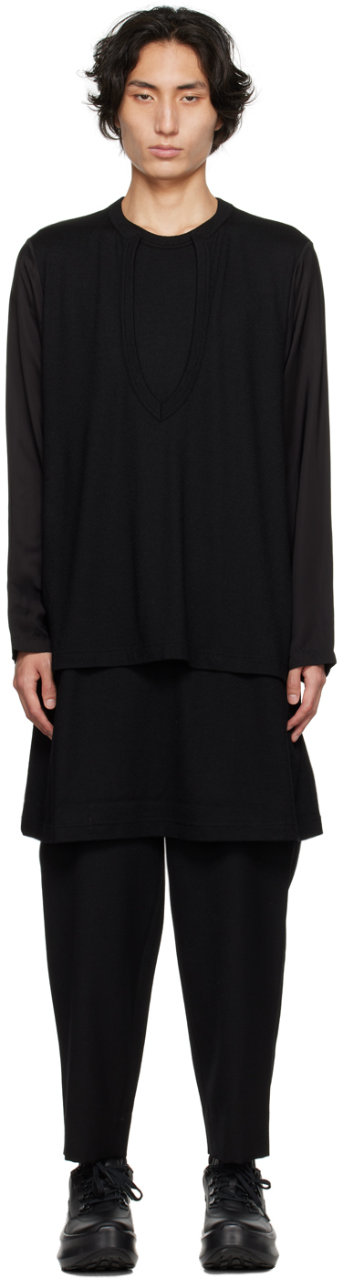 Black Layered Sweater by Comme des Garçons Homme Plus on Sale