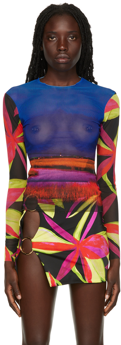 Louisa Ballou Multicolor Printed Long Sleeve T-Shirt