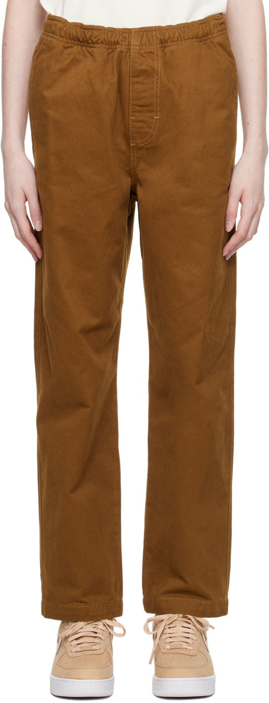Stussy Brown Beach Trousers In Bronze