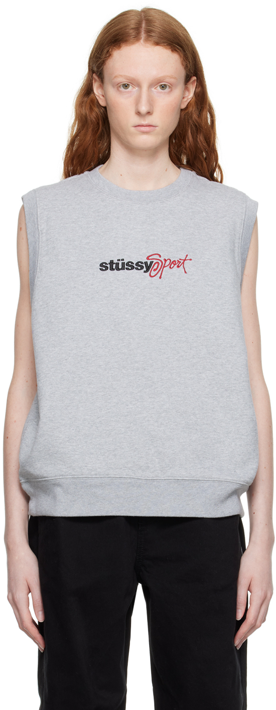 Stussy Gray Sport Sweater In Grey Heather