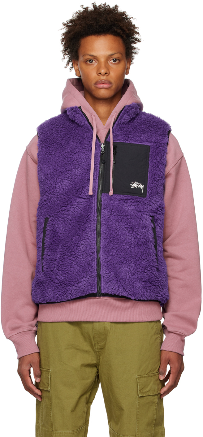 Stüssy: Purple Sherpa Vest | SSENSE