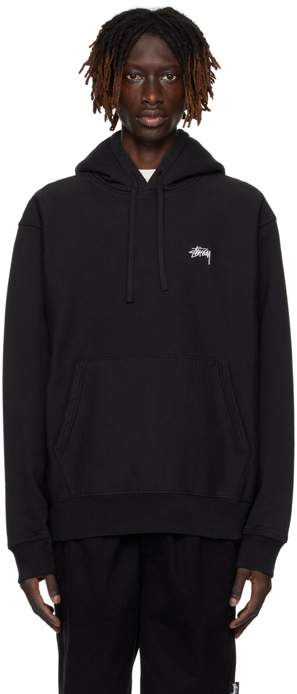 Stüssy: Black Relaxed-Fit Hoodie | SSENSE Canada