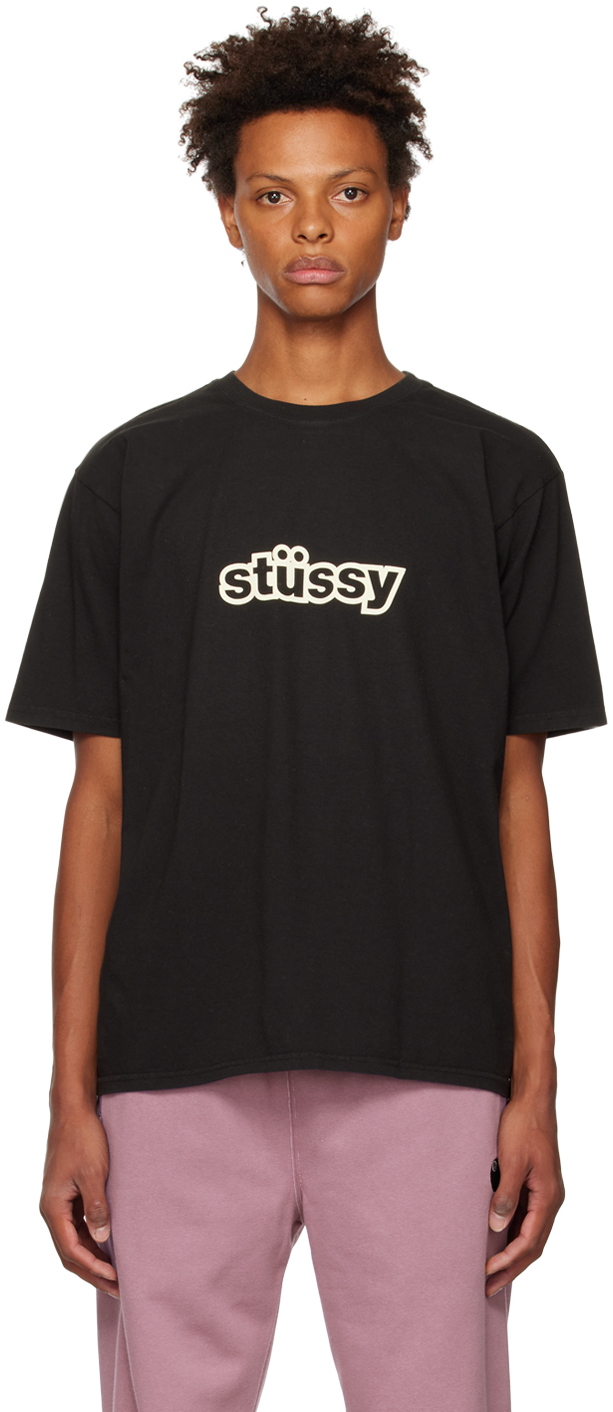 Stüssy: Black Pigment-Dyed T-Shirt | SSENSE UK