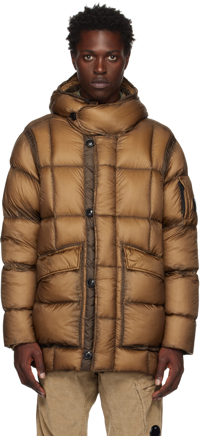 Brown D.D. Shell Down Jacket by C.P. Company on Sale