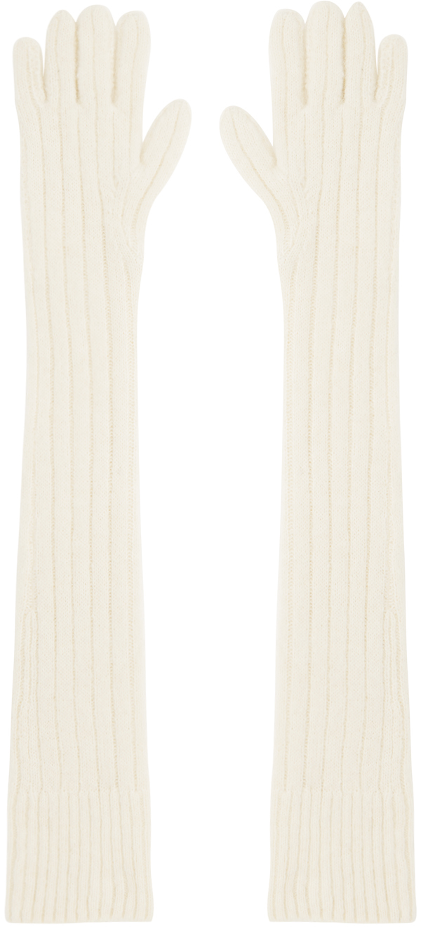 Dries Van Noten Off-white Long Gloves In 5 Ecru