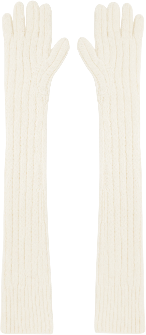 Dries Van Noten Off-white Long Gloves In 5 Ecru