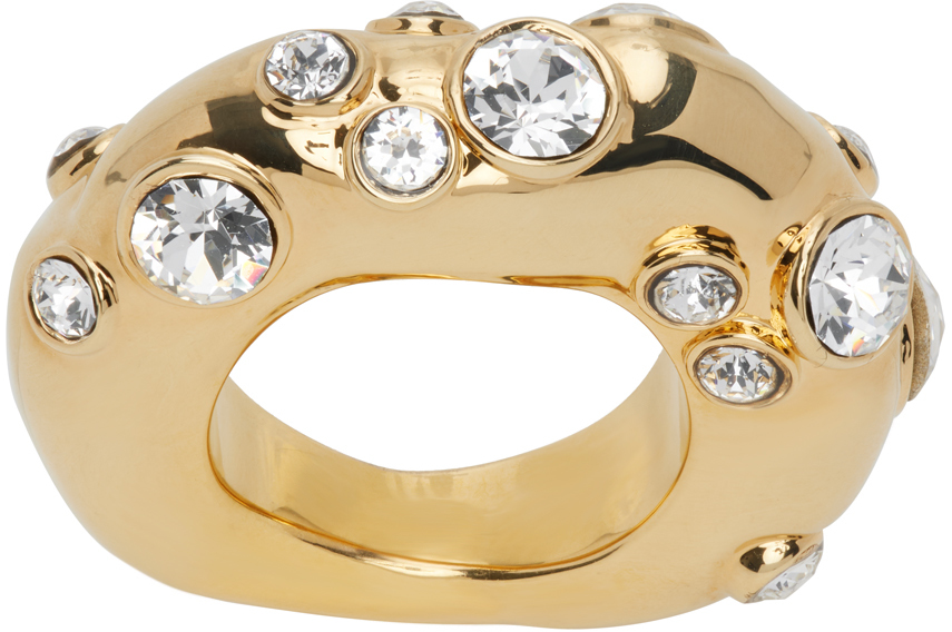 Dries Van Noten Gold Crystal Embellished Ring In 954 Gold