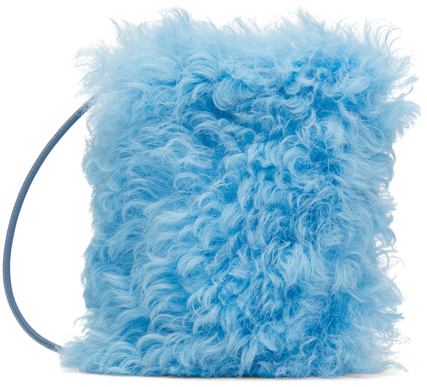 Blue Shearling Small Shoulder Bag