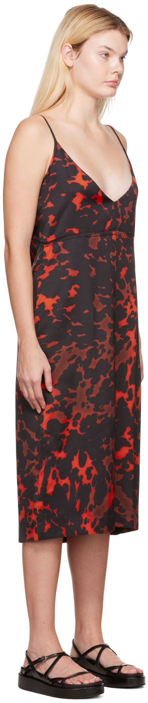 DRIES VAN NOTEN RED PRINT MIDI DRESS