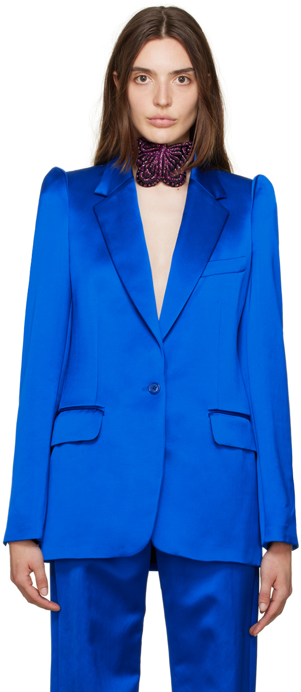 Blue Notched Lapel Blazer