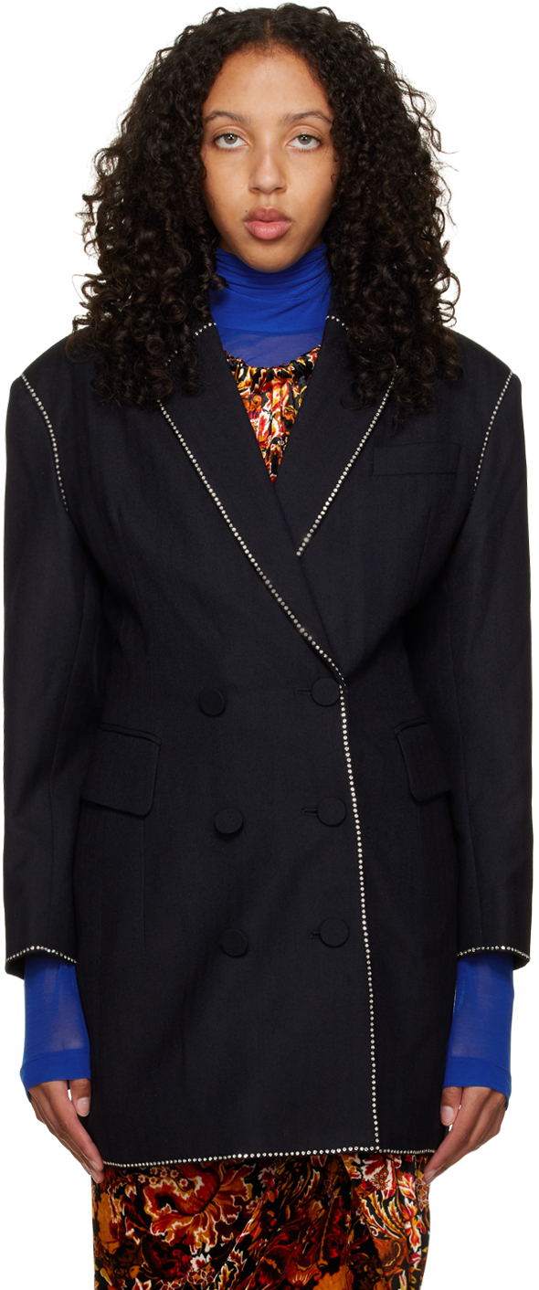 Navy Crystal-Cut Blazer