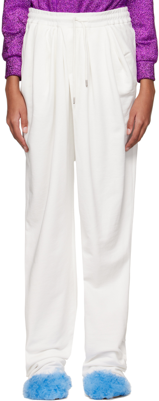 Shop Dries Van Noten White Hanta Lounge Pants In 1 White
