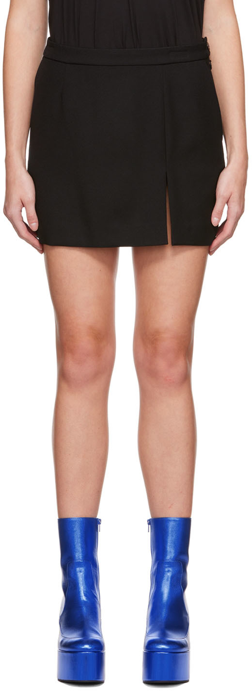 Dries Van Noten Black Slit Miniskirt