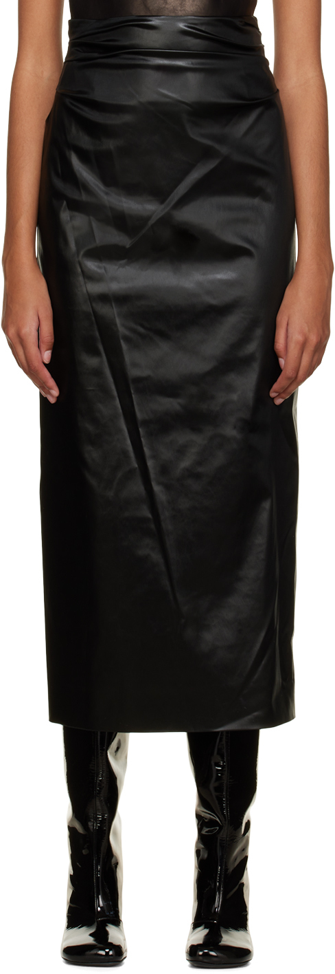 Dries Van Noten: Black Draped Maxi Skirt | SSENSE