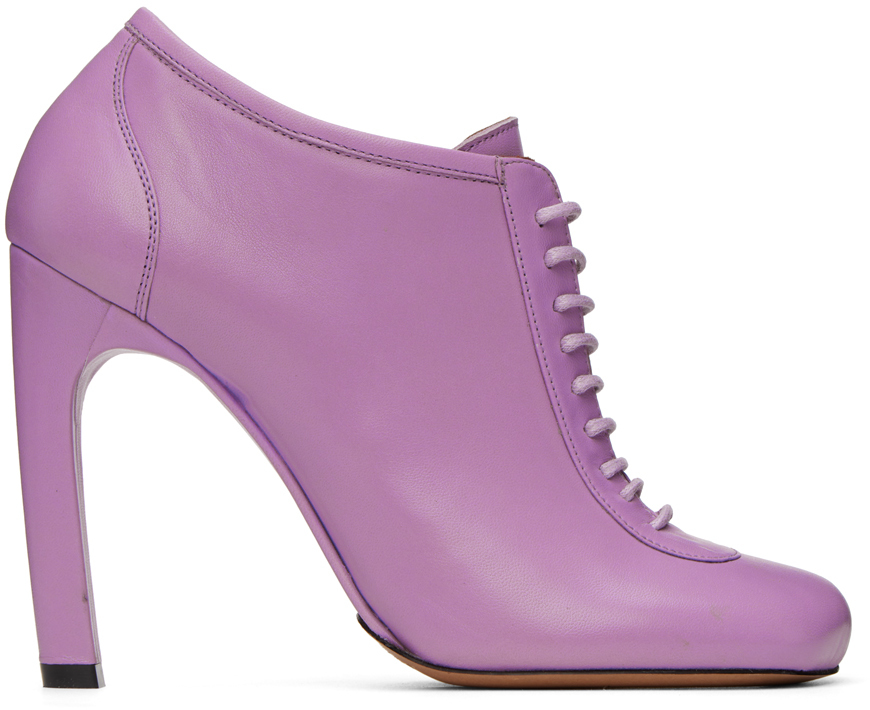 Purple Lace-Up Low Ankle Heels