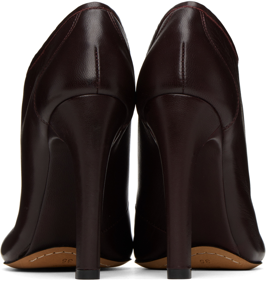 Shop Dries Van Noten Burgundy Lace-up Low Ankle Heels In 359 Bordeaux