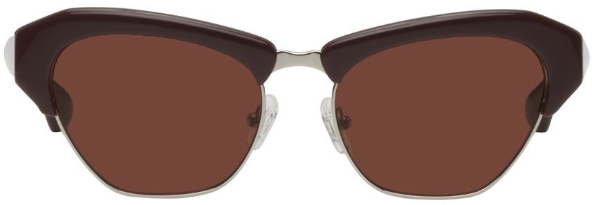 Dries Van Noten Burgundy Linda Farrow Edition Cat-Eye Sunglasses