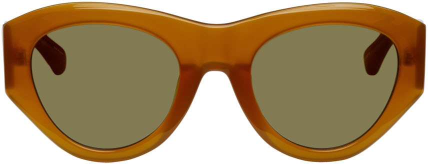 SSENSE Men Accessories Sunglasses Cat Eye Sunglasses Brown Linda Farrow Edition Cat-Eye Sunglasses 