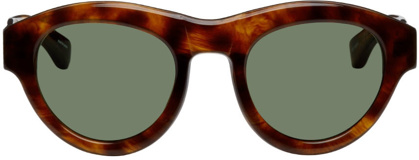SSENSE Men Accessories Sunglasses Cat Eye Sunglasses Tortoiseshell Linda Farrow Edition Cat-Eye Sunglasses 